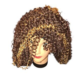 20 Inch Multicolor Spiral Wig - Blended Human & Synthetic HAIR  - Cosplay